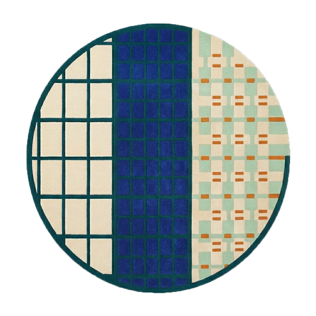 Gridwork Mosaic Hand Tufted Round Rug