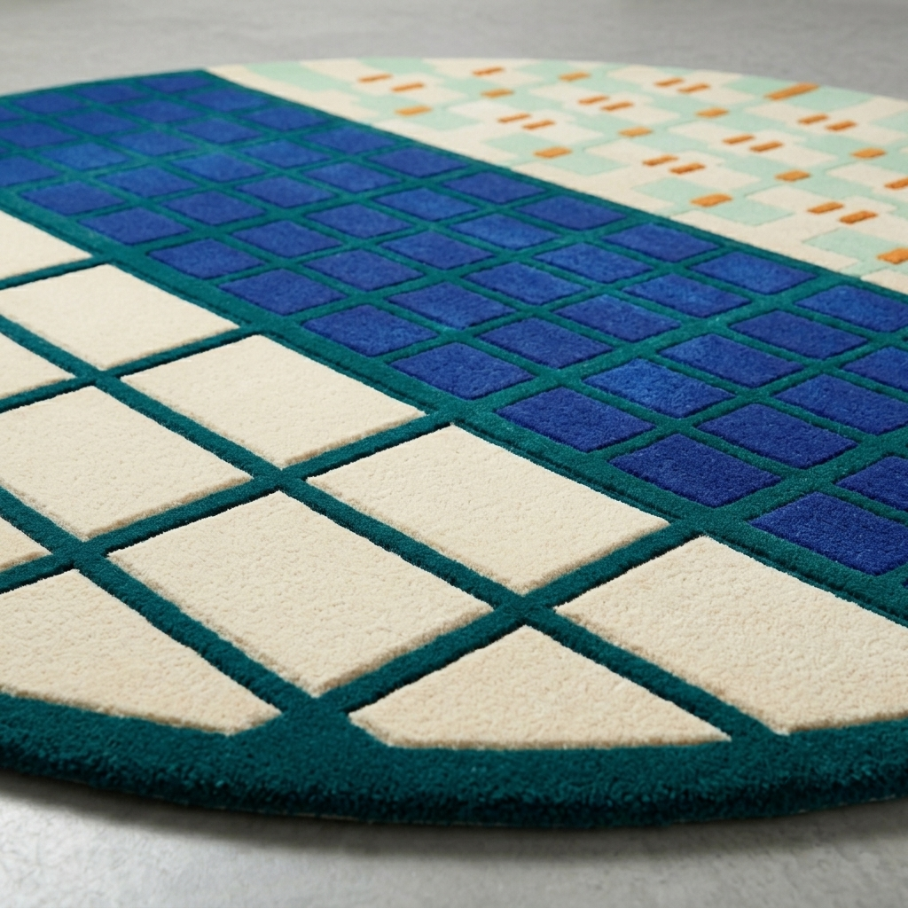 Gridwork Mosaic Hand Tufted Round Rug