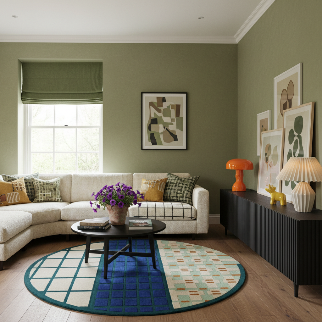 Gridwork Mosaic Hand Tufted Round Rug