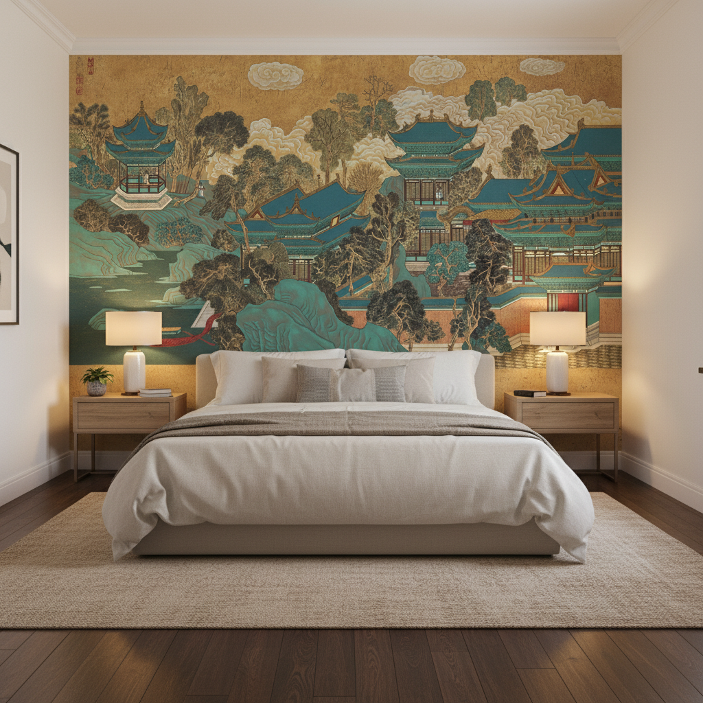 Chinese Temple Fresco Mural Wallpaper