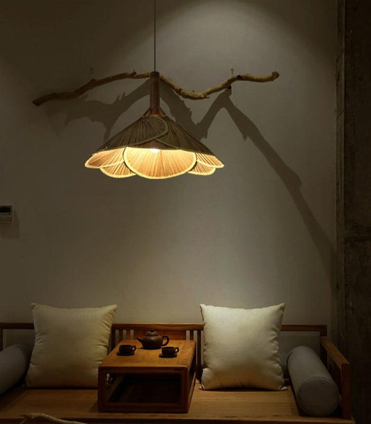 Exotic Bamboo Fan Petal Pendant Ceiling Light - MAIA HOMES