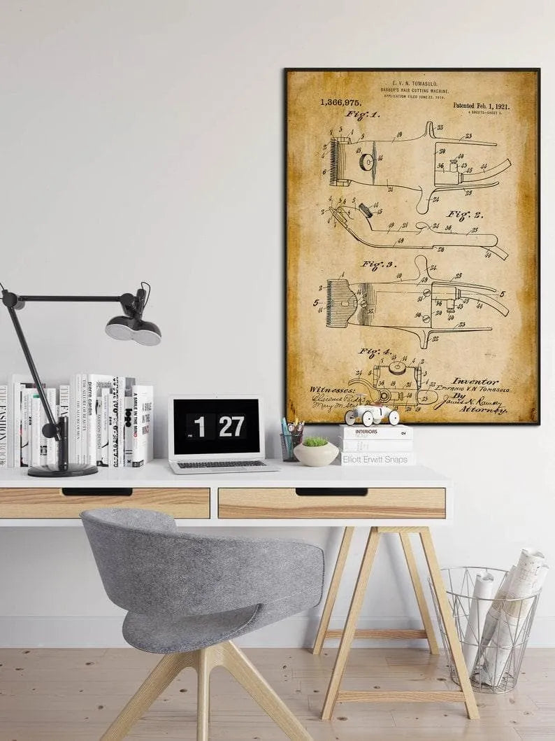 Hair Clipper Patent Print| Framed Art Print