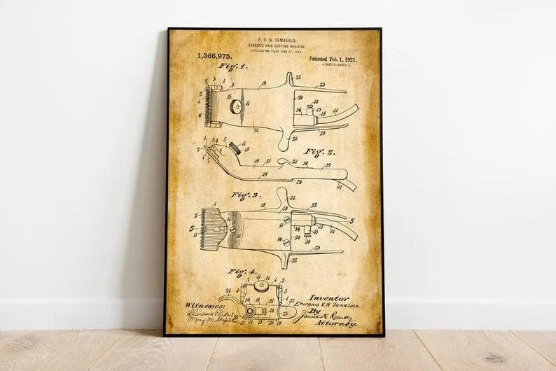 Hair Clipper Patent Print| Framed Art Print