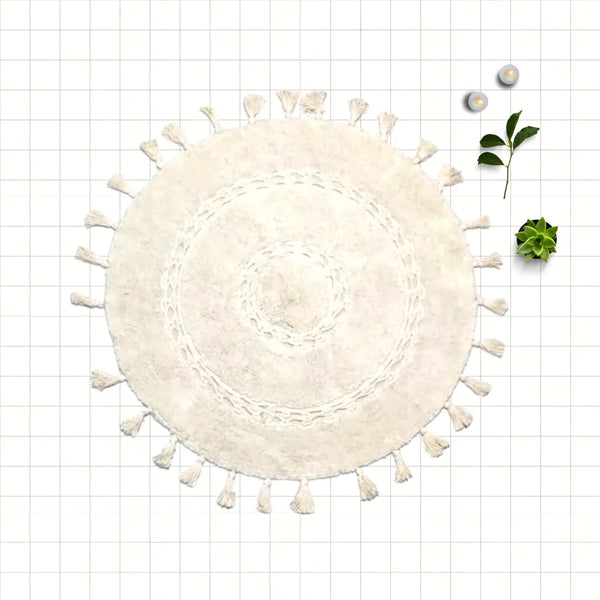  100% Cotton Round Crocheted Bath Rug