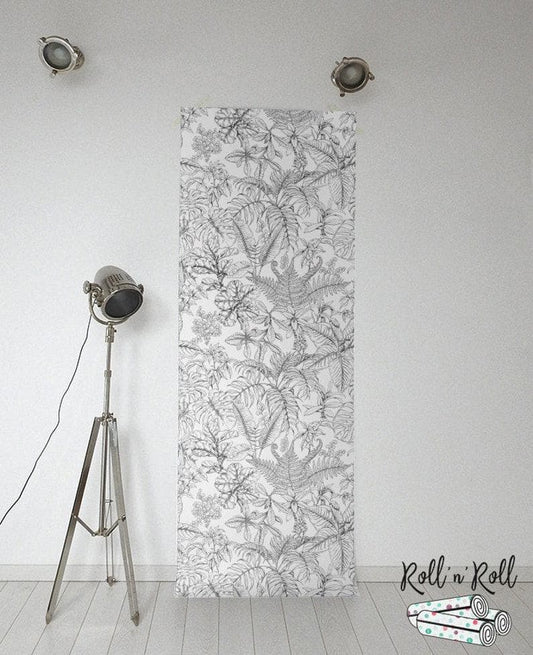 Hand Drawn Black and White Tropical Exotic Leaves Wallpaper Hand Sketch Tropical Leaves and Ferns Wallpaper 