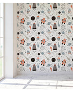 Hand Drawn Space Rockets Stars Removable Kids Wallpaper