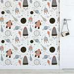 Hand Drawn Space Rockets Stars Removable Kids Wallpaper