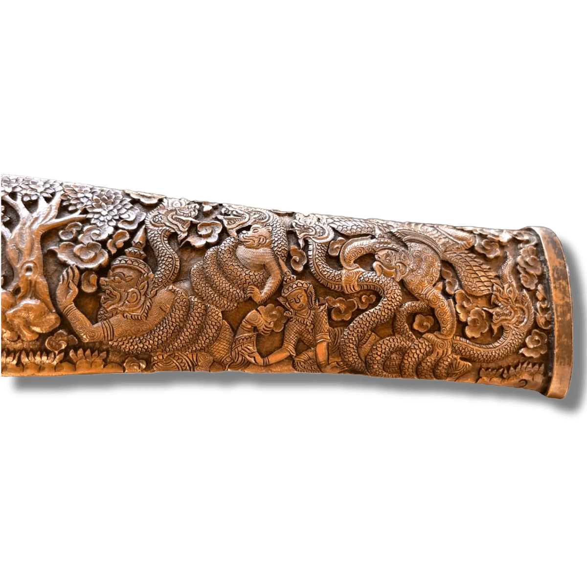 Hand Engraved Brass Khmer Knife with Case