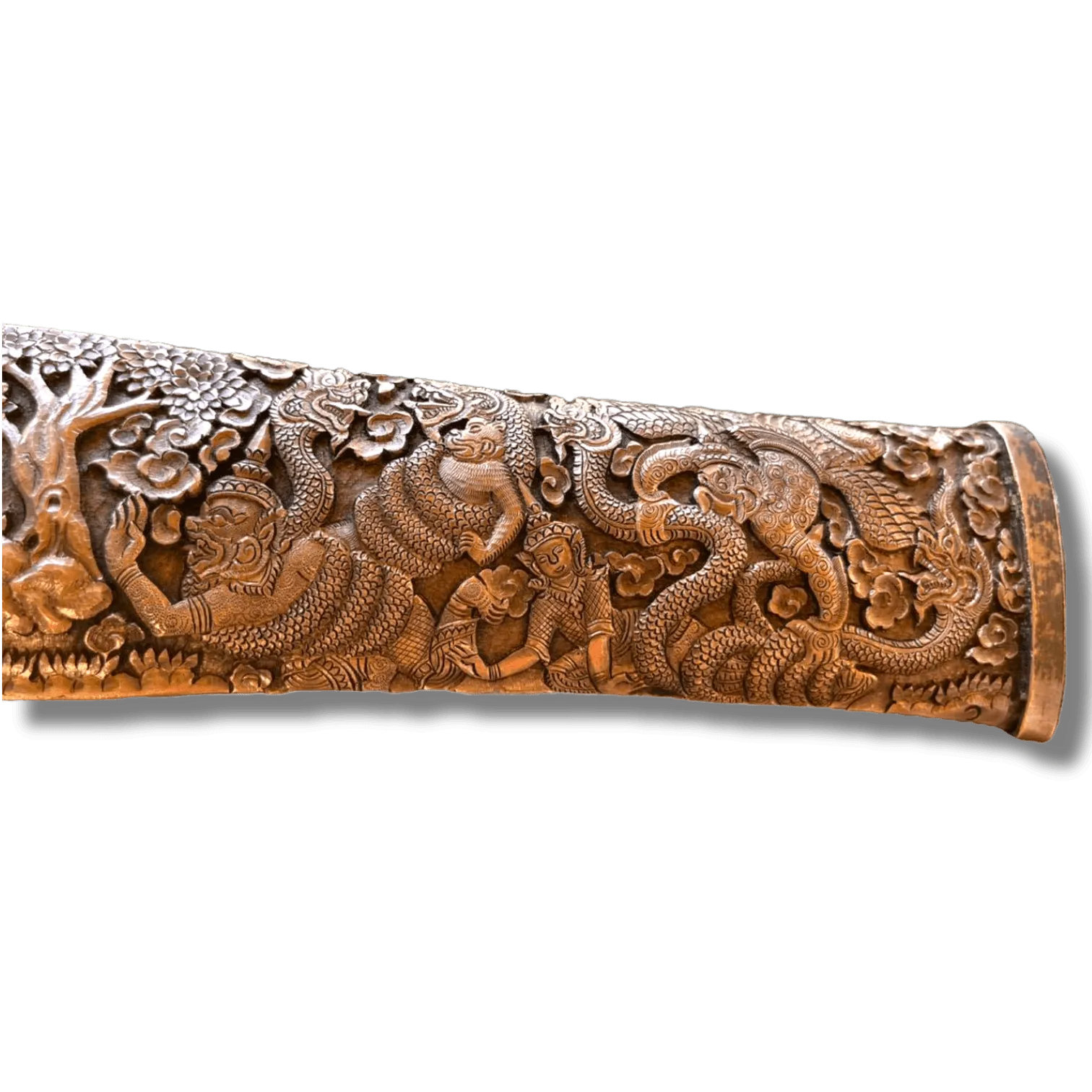 Hand Engraved Brass Khmer Knife with Case