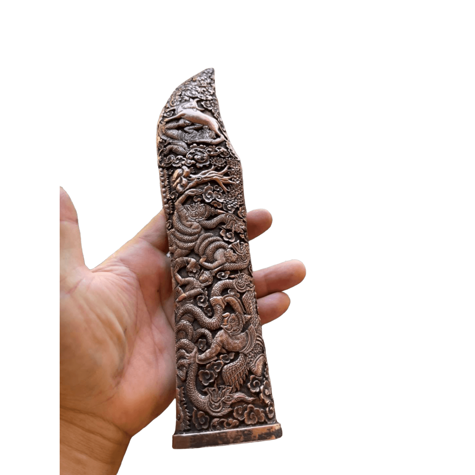 Hand Engraved Brass Khmer Knife with Case 