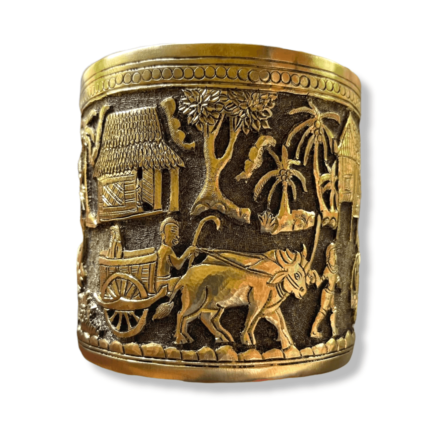 Hand Engraved Solid Brass Mug with Handle - Khmer Rural Hand Engraved Solid Brass Mug with Handle - Khmer Rural 