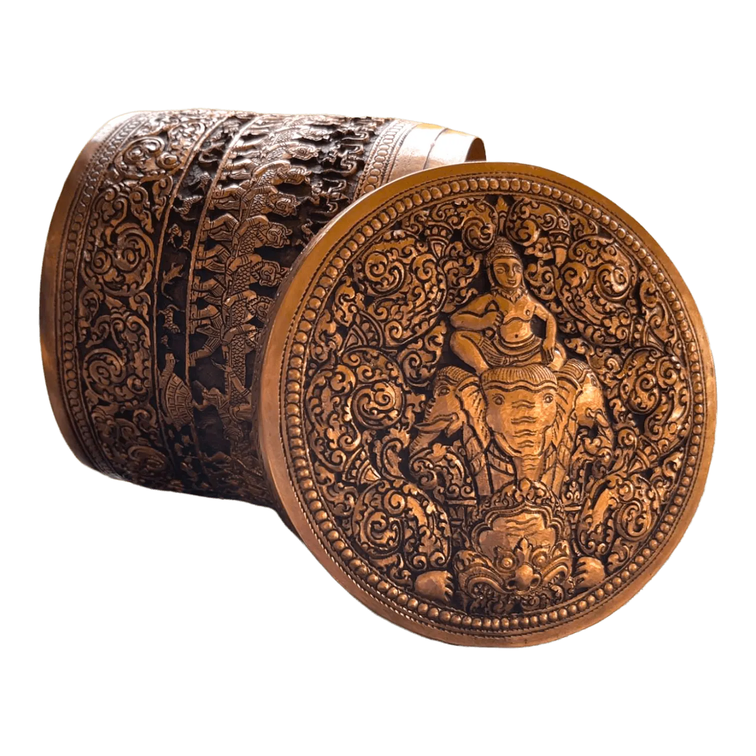 Hand Engraved Solid Brass Niello Betel Box