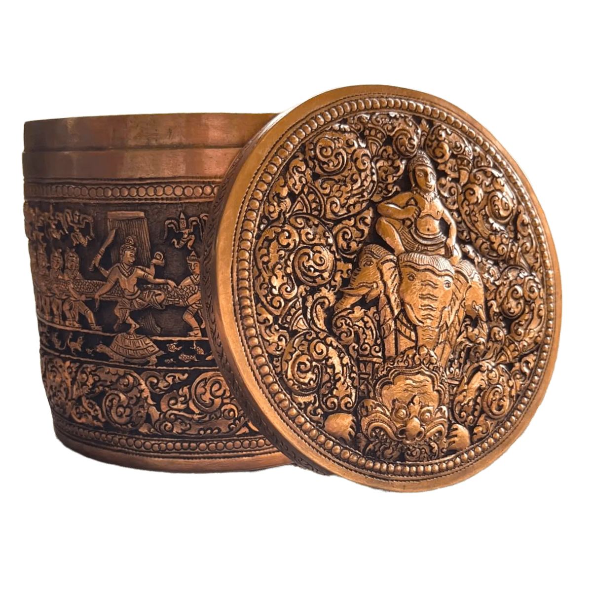 Hand Engraved Solid Brass Niello Betel Box