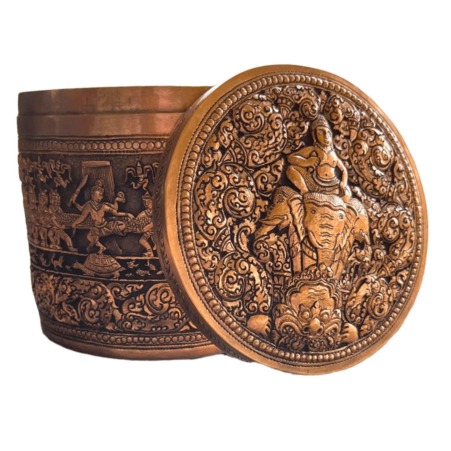 Hand Engraved Solid Brass Niello Betel Box