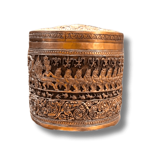 Hand Engraved Solid Brass Niello Betel Box 