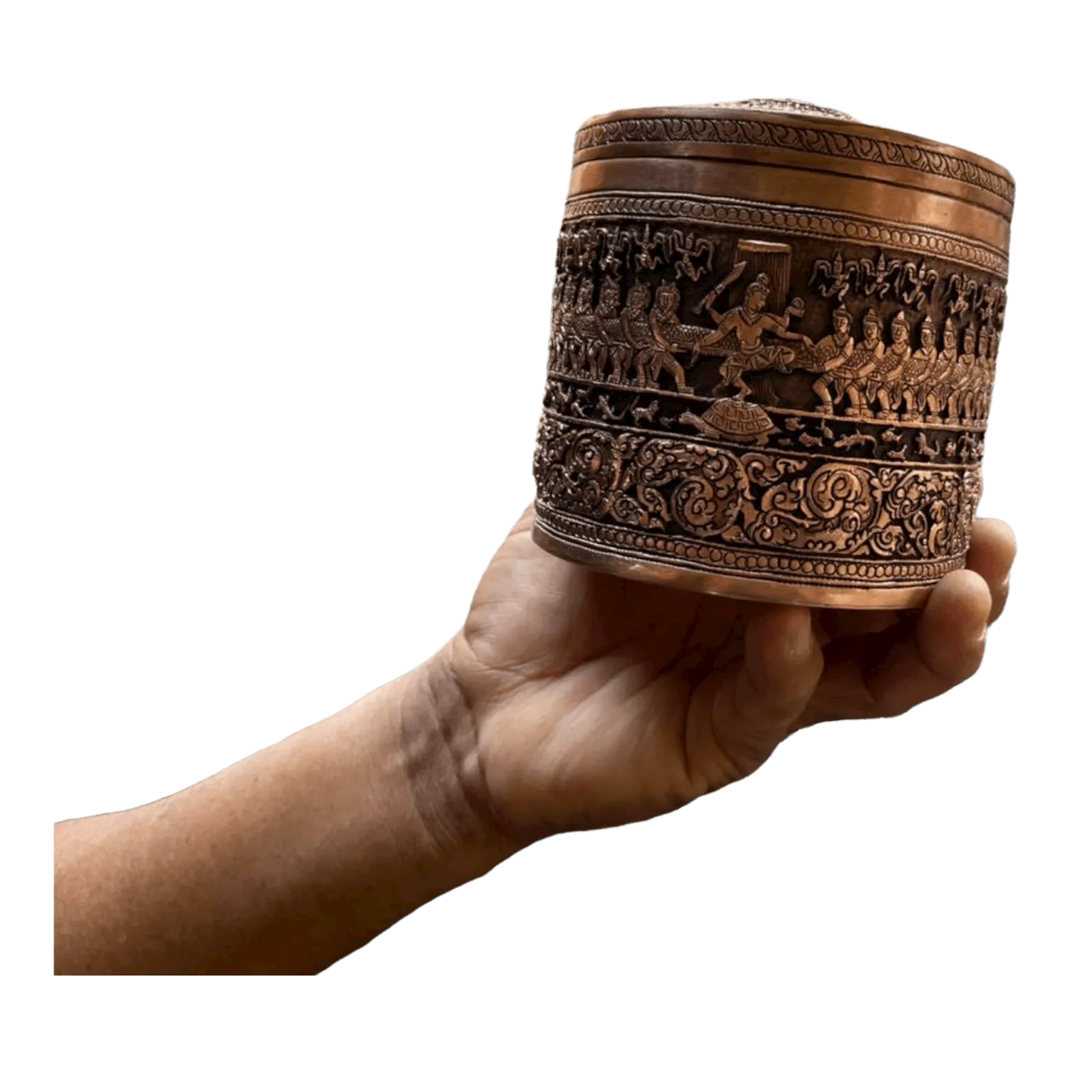 Hand Engraved Solid Brass Niello Betel Box