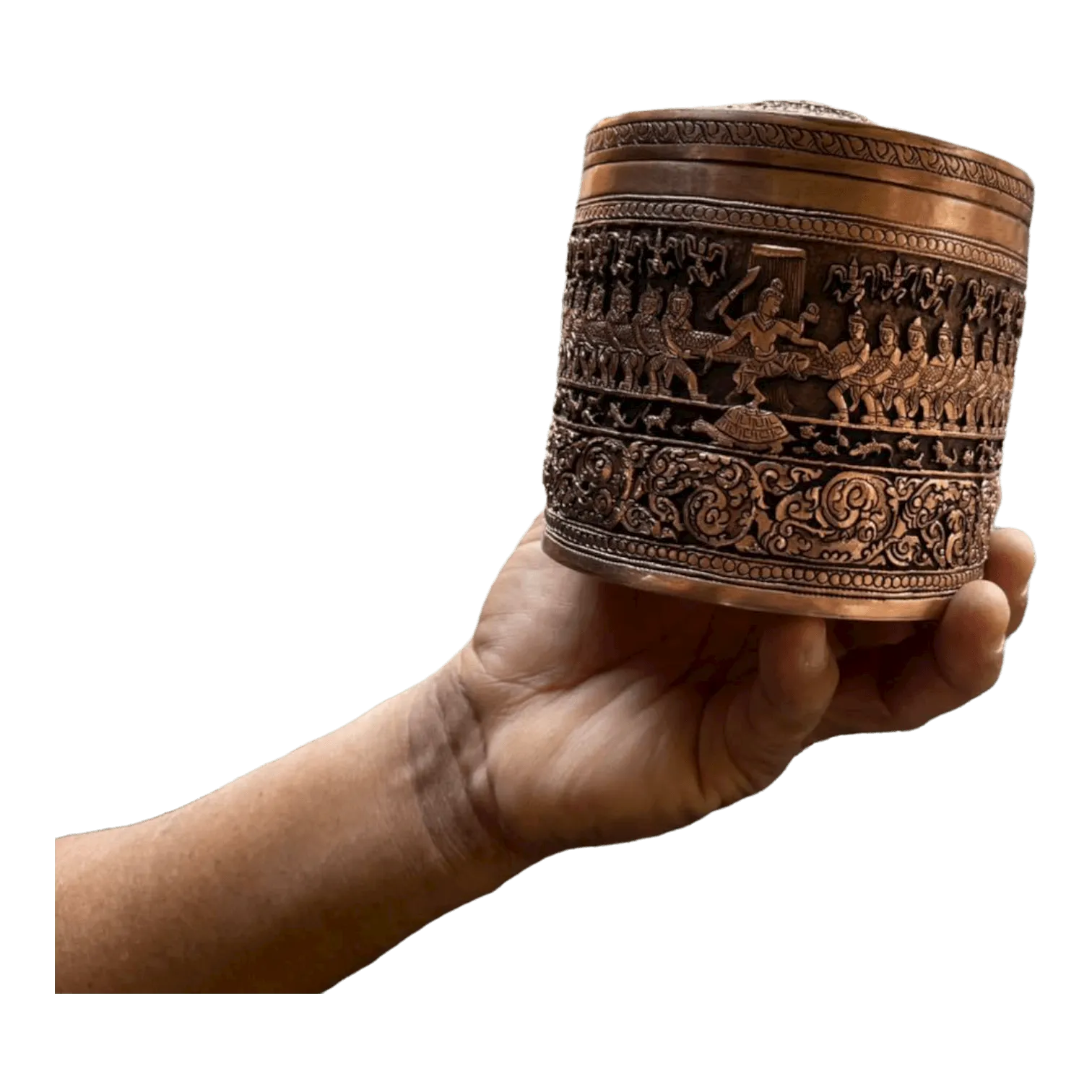 Hand Engraved Solid Brass Niello Betel Box