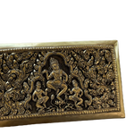 Hand Engraved Solid Brass Niello Rectangular Betel Box - Apsara