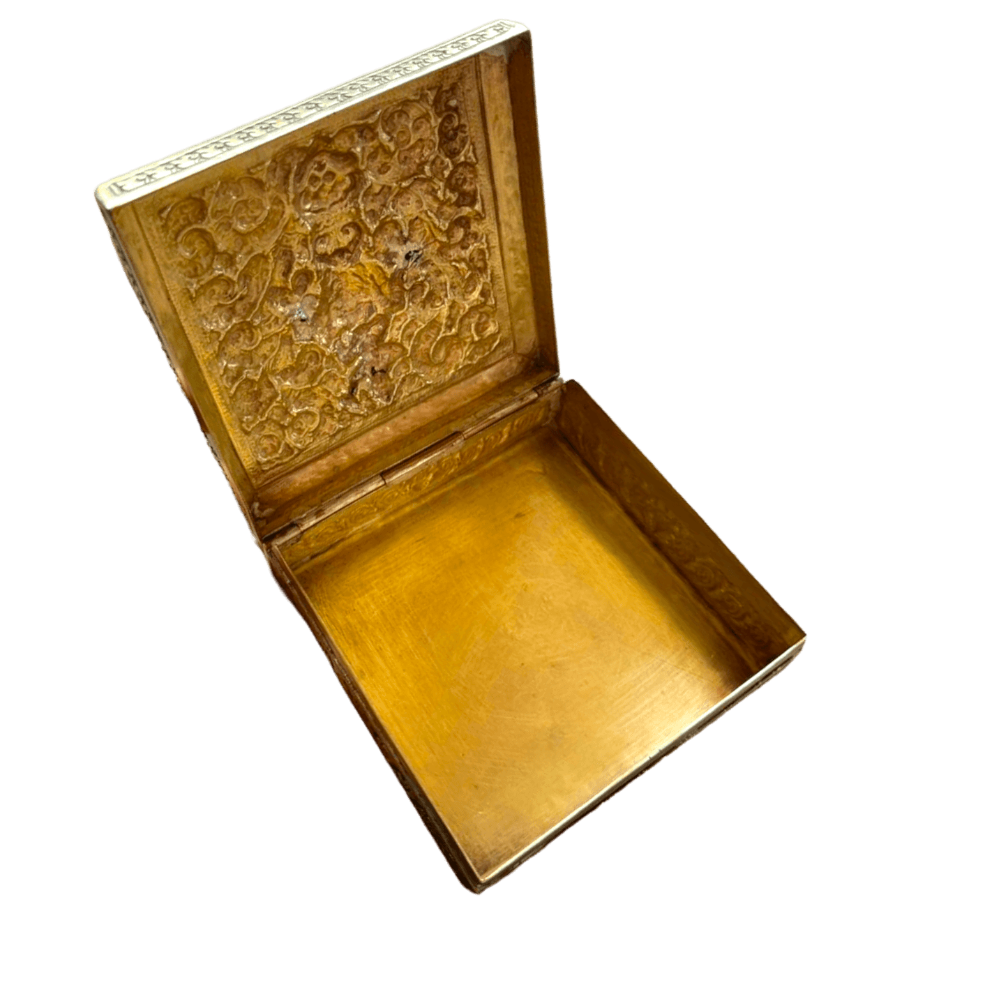 Hand Engraved Solid Brass Niello Rectangular Betel Box - Hanuman Hand Engraved Solid Brass Niello Rectangular Betel Box - Apsara 