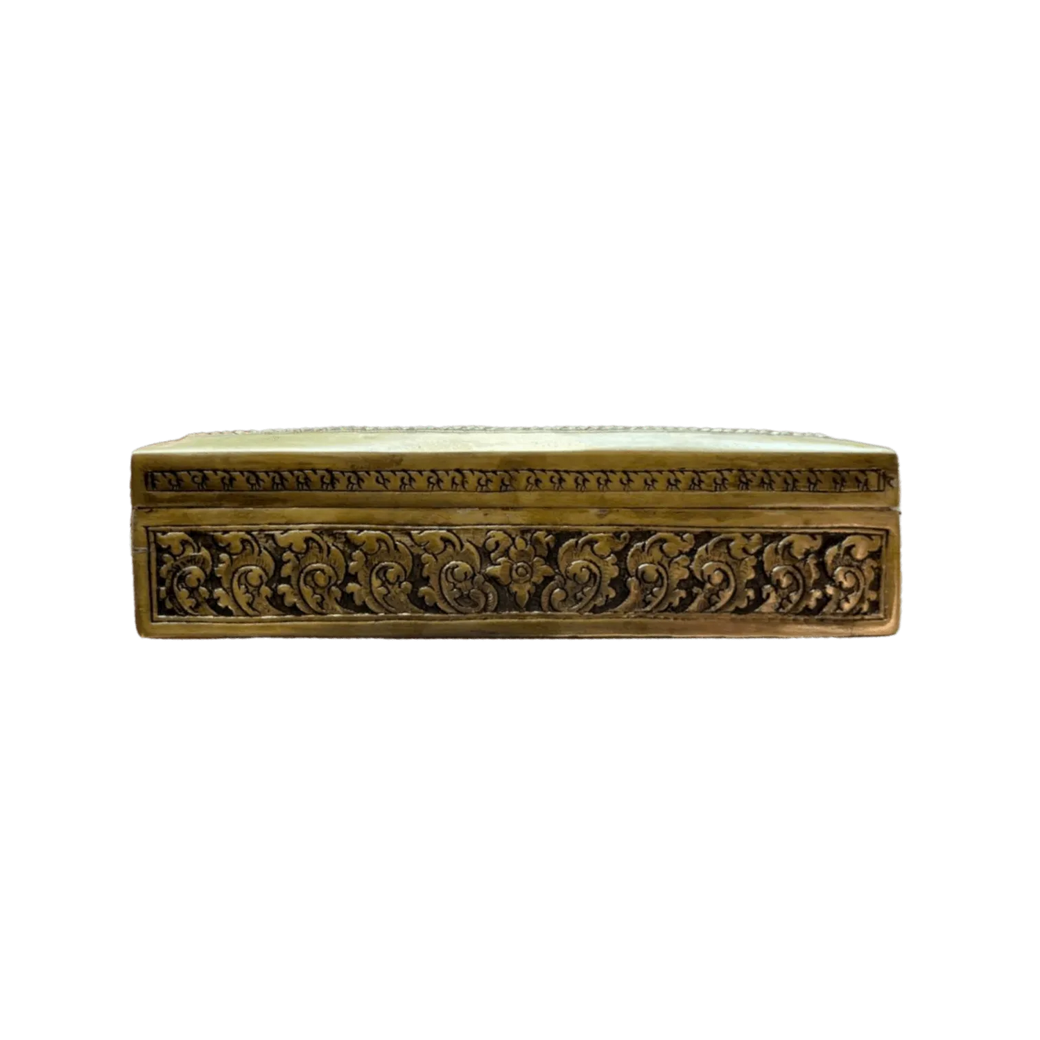 Hand Engraved Solid Brass Niello Rectangular Betel Box - Hanuman