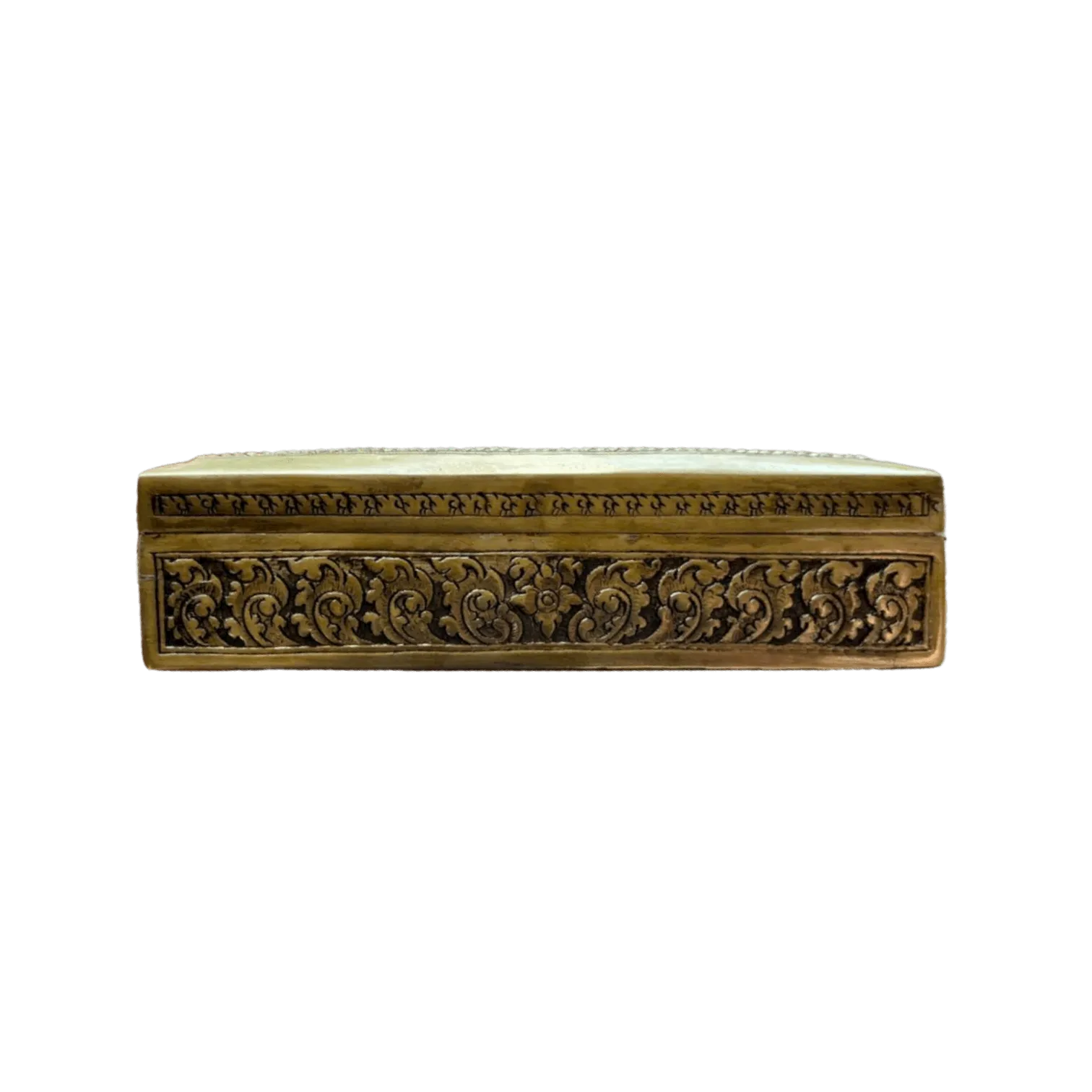 Hand Engraved Solid Brass Niello Rectangular Betel Box - Hanuman