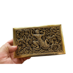 Hand Engraved Solid Brass Niello Rectangular Betel Box - Hanuman