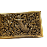 Hand Engraved Solid Brass Niello Rectangular Betel Box - Hanuman