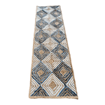 Blue Diamonds Runner Jute Rug