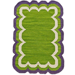 Handmade Scalloped Cotton Area Rug - Light Green