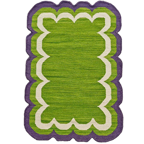Handmade Scalloped Cotton Area Rug - Light Green