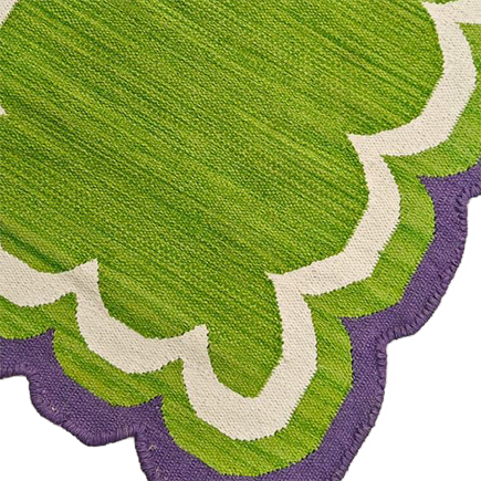 Handmade Scalloped Cotton Area Rug - Light Green