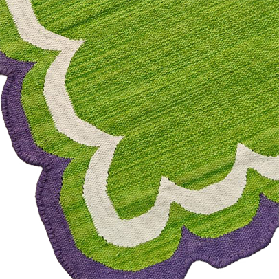 Handmade Scalloped Cotton Area Rug - Light Green