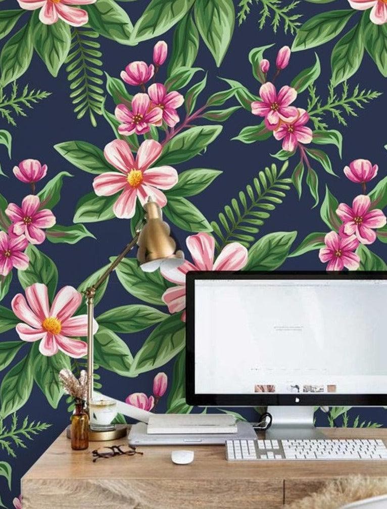 Hawaii Green and Pink Floral Watercolor Wallpaper Hawaii Green and Pink Floral Watercolor Wallpaper 