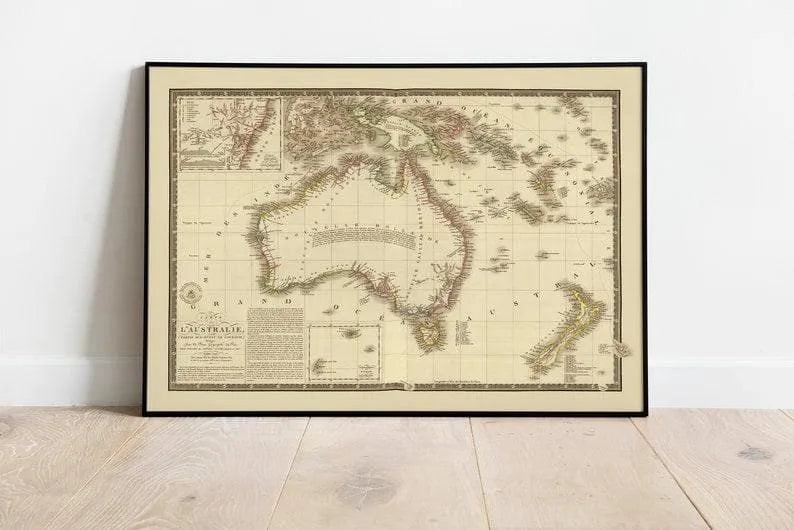 Historical Map of Australia 1826| Old Map Wall Decor