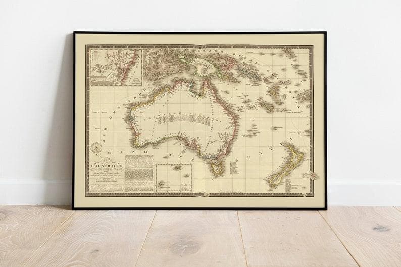 Historical Map of Australia 1826| Old Map Wall Decor 