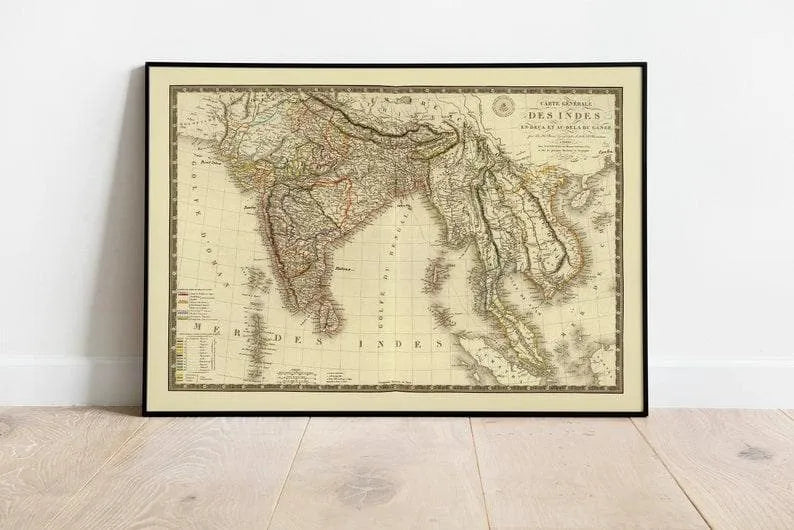 Historical Map of India and Indochina 1822