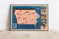 Historical Map of Iowa| 1938 Iowa Map Wall Print