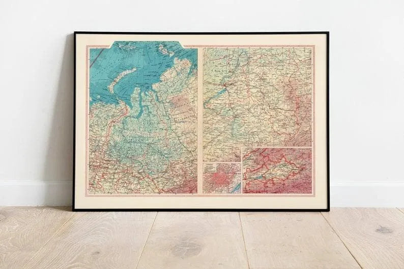 Geographical Map of Siberia and Kuznetsk Basin| Map Wall Decor