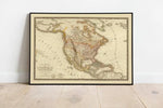 Historical Map of North America 1821| Old Map Wall Decor