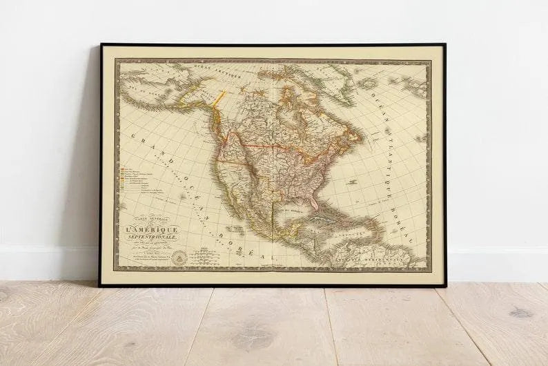 Historical Map of North America 1821| Old Map Wall Decor