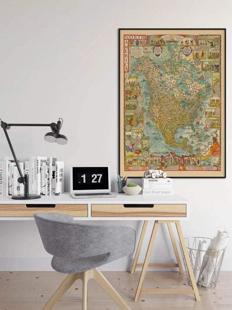 Historical Map of North America| Framed Wall Print