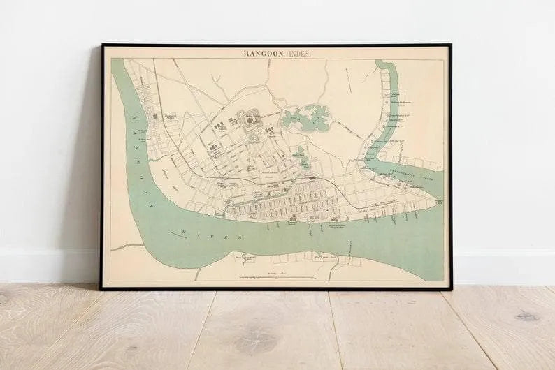 Historical Map of Rangoon| Yangon |Myanmar Map