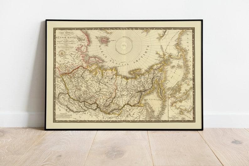 Historical Map of Russia in Asia 1821| Old Map Wall Decor Historical Map of Russia in Asia 1821| Old Map Wall Decor 