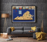 Historical Map of Virginia| 1938 Virginia Map Wall Print