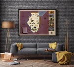 Historical Map of illinois| 1938 illinois Map Wall Print