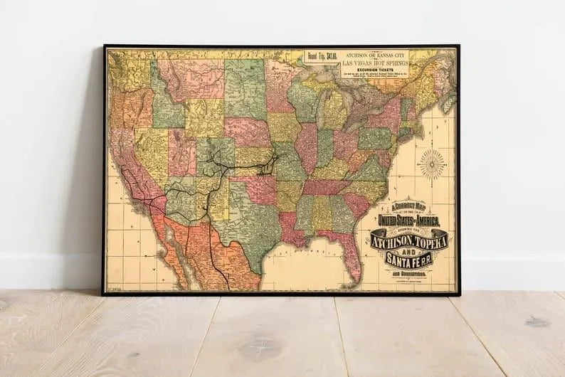 Railroad Map| Vintage Maps of US