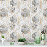 Honeycomb Marble Gold Hexagon Wallpaper