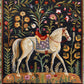 Horse & Blossom Wool Hand Knotted Area Rug