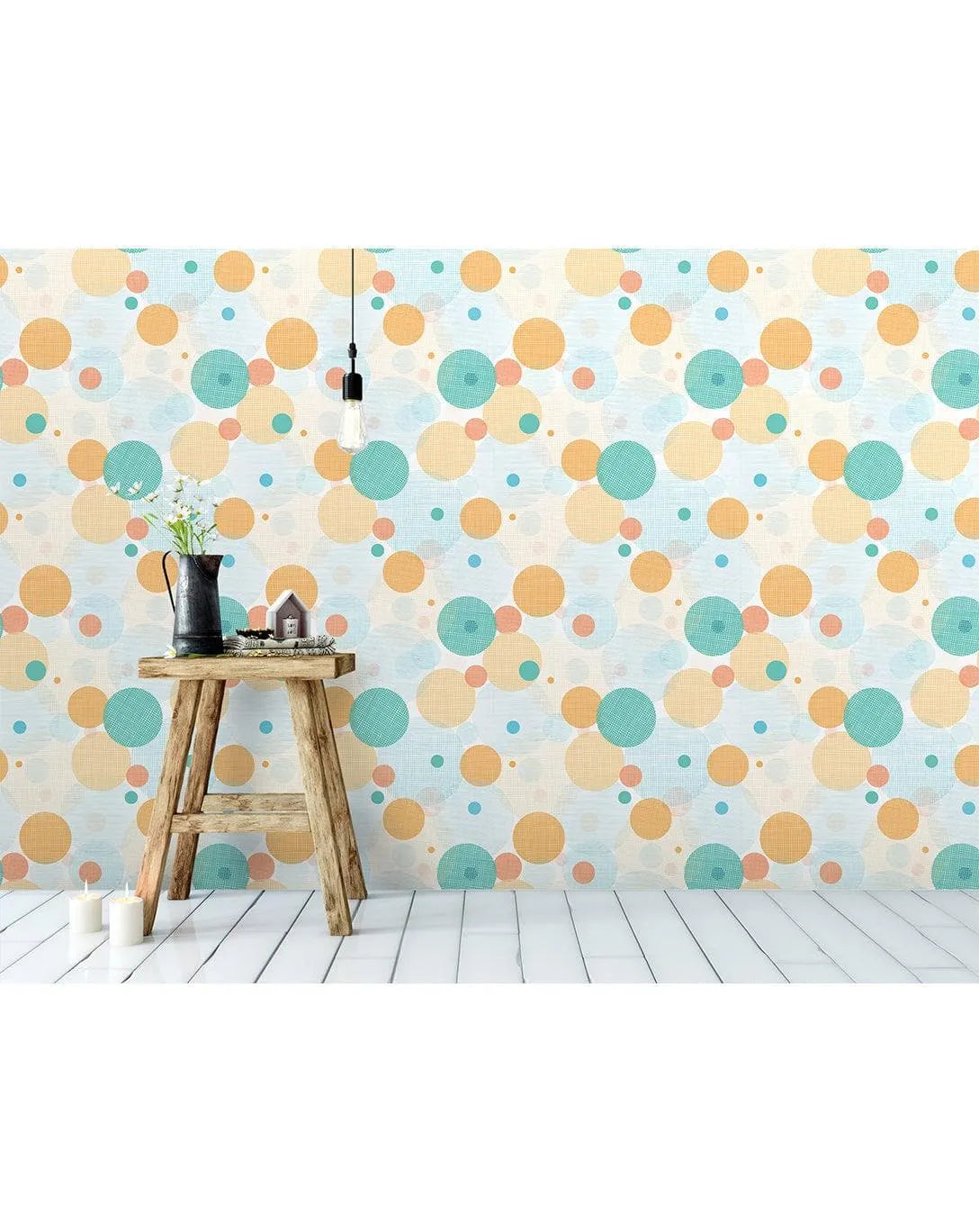 Hot Air Balloons Airplanes and Mountains Self Adhesive Wall Mural Colorful Fabric Print Circles Removable Wallpaper Colorful Fabric Print Circles Removable Wallpaper 