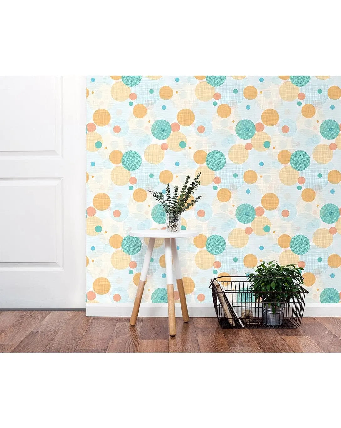 Colorful Fabric Print Circles Removable Wallpaper